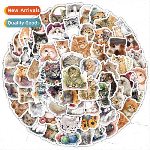 100 cartoon watercolor cat children doodle stickers notebook
