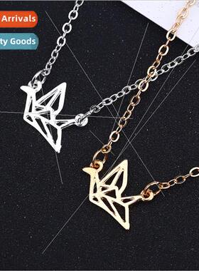 Fresh simple girls new alloy skeleton crane necklace collarb