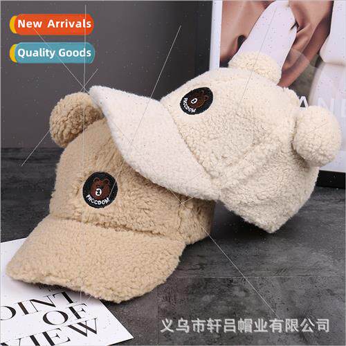 Autumn winter new lambswool warm baseball cap female cute ea
