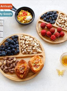Creative tableware plate round square bamboo compartmentaliz