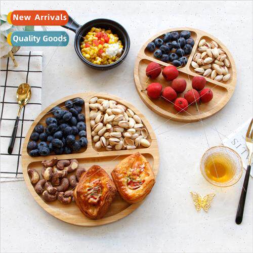 Creative tableware plate round square bamboo compartmentaliz