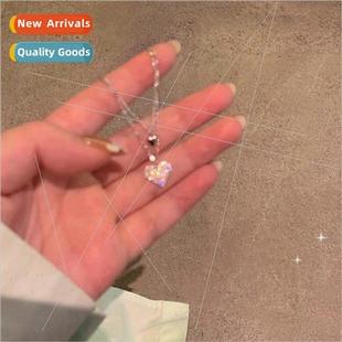 heart love double layer women Small necklace sparkling