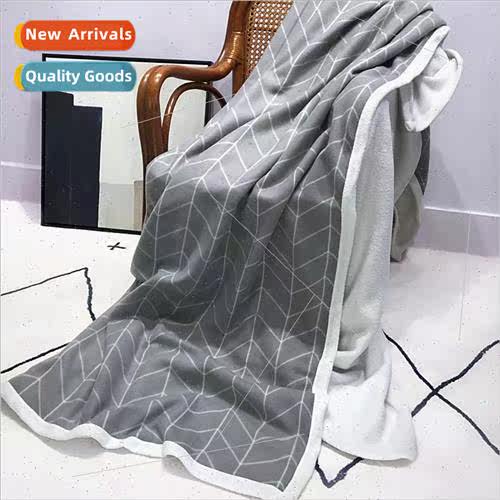 Scandinavian shaker fleece blanket modern simple double-side