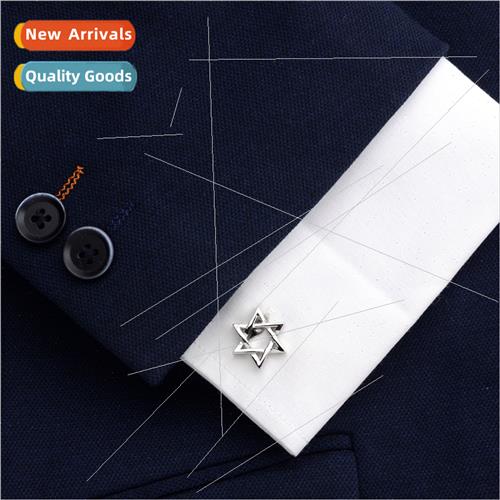 high-end clothing metal cufflinks lucky silver hexagonal sta