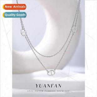 simple pig nose New double silver necklace适用women lay s925