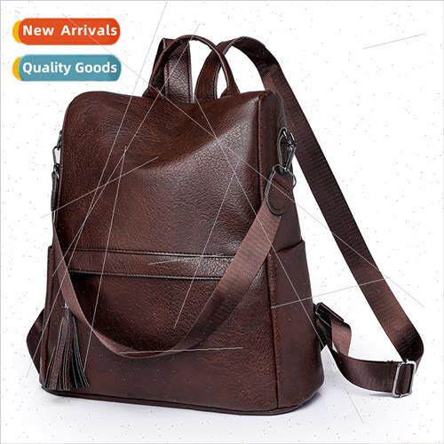 Soft Leather Shoulder Bag Women new Retro Anti-theft Backpac