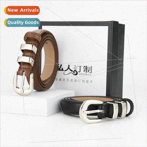 Small belt leather thin belt women simple versatile silver b