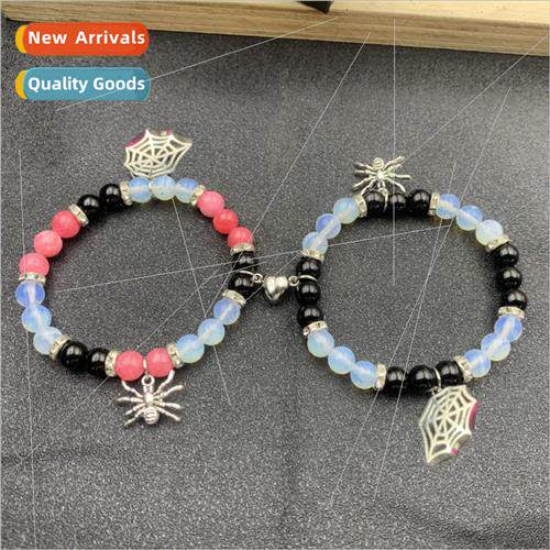 Spider Charm Christmas Halloween Bracelet Crystal Agate Bead