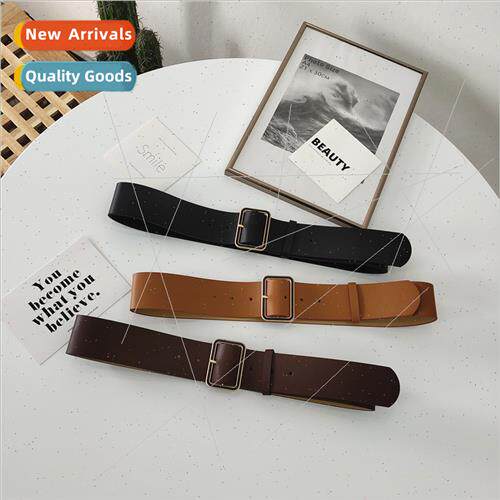 Women Coat Wide Waistband Pin Buckle Black Wide Belt Lacing
