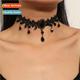 collarbone fashion vintage chain lace Europe black gothic