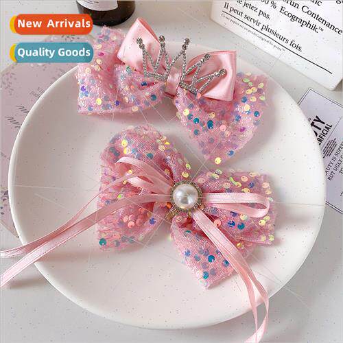 Children hair card headdress girl princess mesh bow hairpin