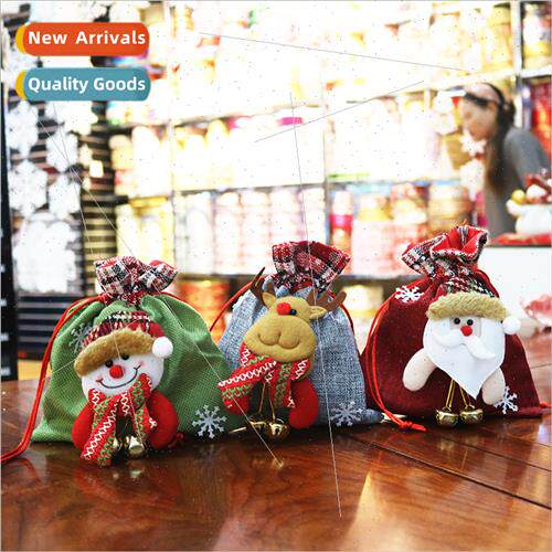 18cm Christmas  Bags Old Man Snowman Candy Burlap Bags Bells