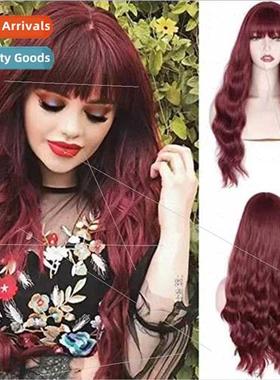 Europe wigs multiple long bangs long curly hair water wave p