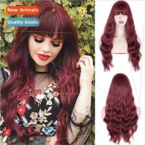 Europe wigs multiple long bangs long curly hair water wave p