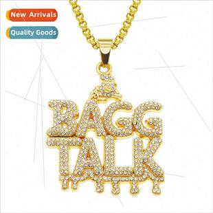 Men personalized full diamond letters teardrop pendant neckl