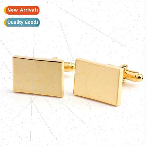 Men Rectangular Gold Glossy Cufflinks mple Shape French Cuff