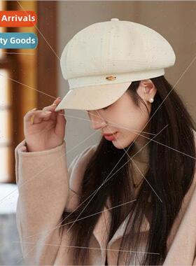 2023 Korean  fall winter hat female high-grade small gold  l