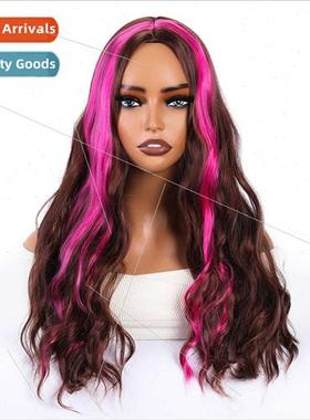 Europe new wig female long curly hair dyeing parted in whole