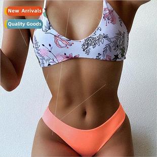 Spl Swi Floral Tie Sexy Neck Europe Swimsu 2023 Bikini New