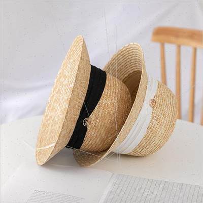 Japanese small-brimmed straw straw hat lady hat letter M lab