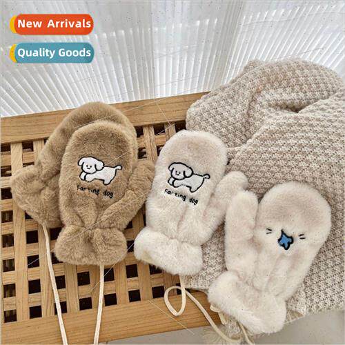 fart puppy plush gloves ins warm thickened finger gloves han