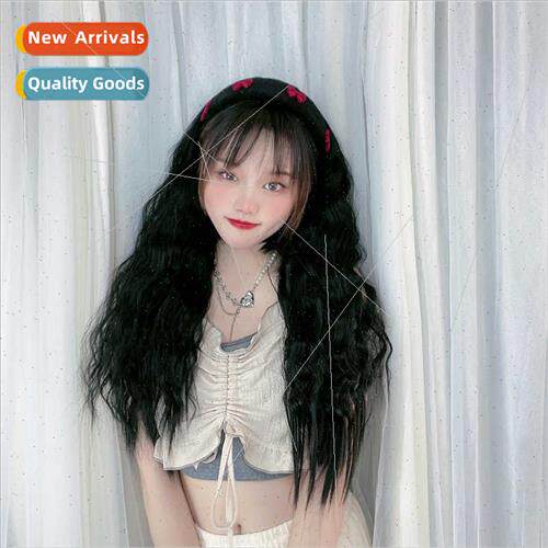 Hair band wig women one piece half head cover wool curly lon