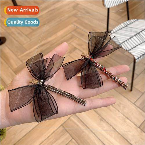 Organza bow hair clips colorful diamonds small dragonfly a w