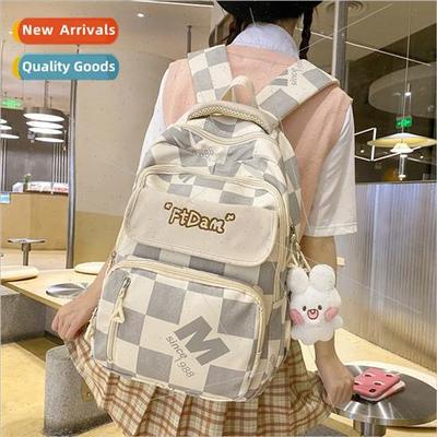 schoolbag fashion plaid large capacy shoulder bag lightweigh