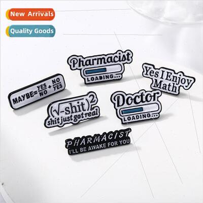 Alphabet metal brooch math equation alloy oil drop badge cre