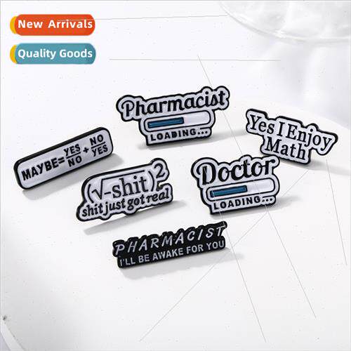 Alphabet metal brooch math equation alloy oil drop badge cre