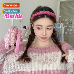 hair bands sponge series hea soft plaid heart Pink girl