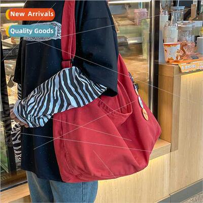 Korea simple lerary washed canvas bag large capacy crossbody
