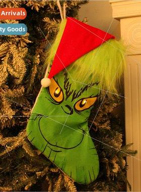 Christmas Day Decorations Stockings Grinch Green Monster ght