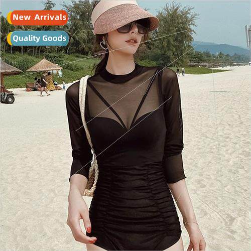 2024 new swimsu female belly thin one-piece wh long-sleeved