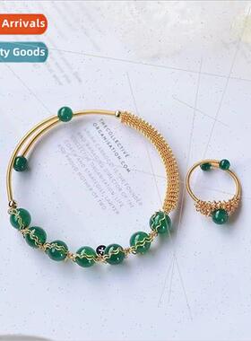 Natural red green agate freshwater pearl 14K gold wrapped wi