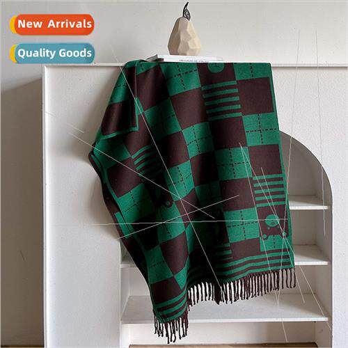ve imation cashmere plaid bear scarf female winter warm wild