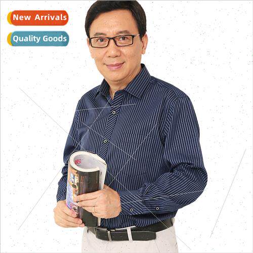 New striped work shirt middle-aged casual versatile soft ski