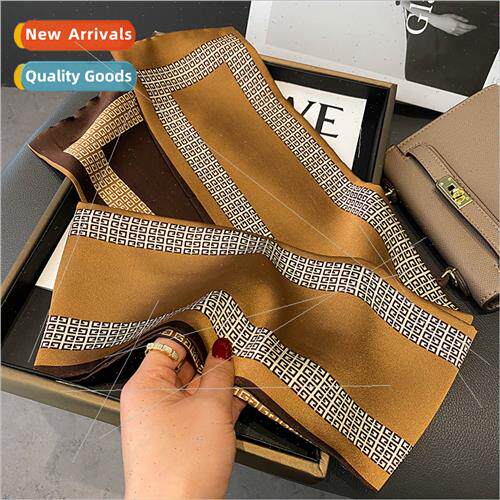 Korean  color blocking letters simulation silk scarf female