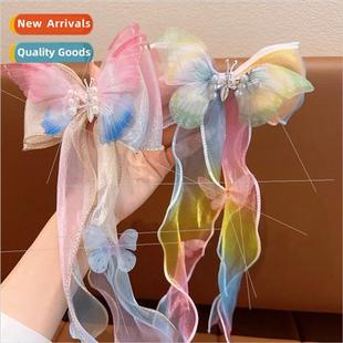 Children Fluttering Hair Clips Acces Butterfly Bow Mesh