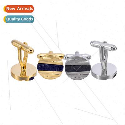 Men Premium Su Blue Aventurine French Cufflinks Gold-Plated