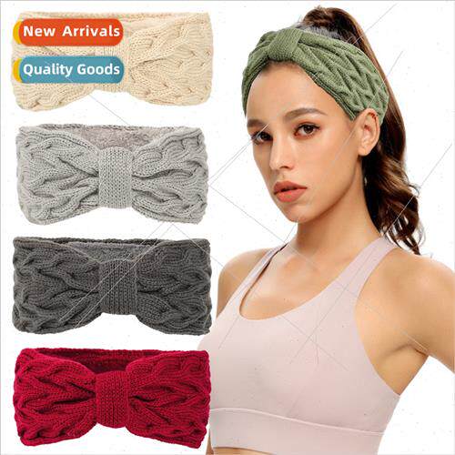 Europe padded bow wool hairband knted ear protection headgea
