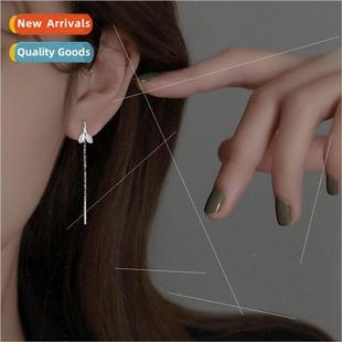 Leaf ear wires long tassel sprouting leaf earrings ins sprin