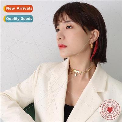 Korea ins niche water drop element pendant necklace tanium s