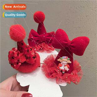 bands festive Year girls new 2024 hair hat red New Children