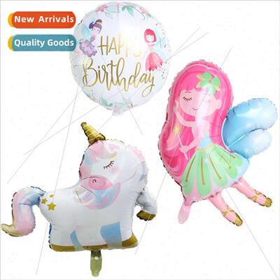 Children toys unicorn fairy elf aluminum film balloon birthd