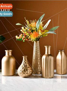 Modern minimalist home living room entrance gold glass vase