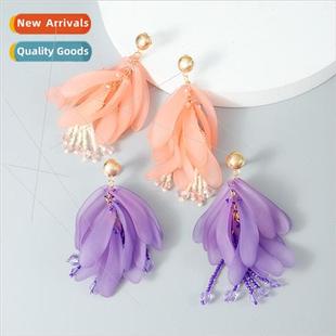 bohemian earrings creative earrins petal new long flo Europe