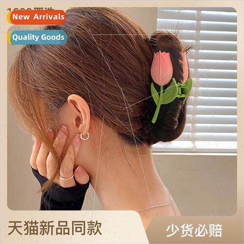 Large tulip grab clip female summer super fairy hairpin back