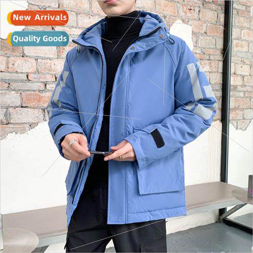 new tide brstand-up collar short down jacket male youth stud