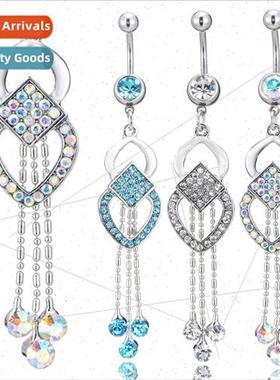 Piercing Jewelry Diamond Symmetrical Tassel Navel Ring Pierc